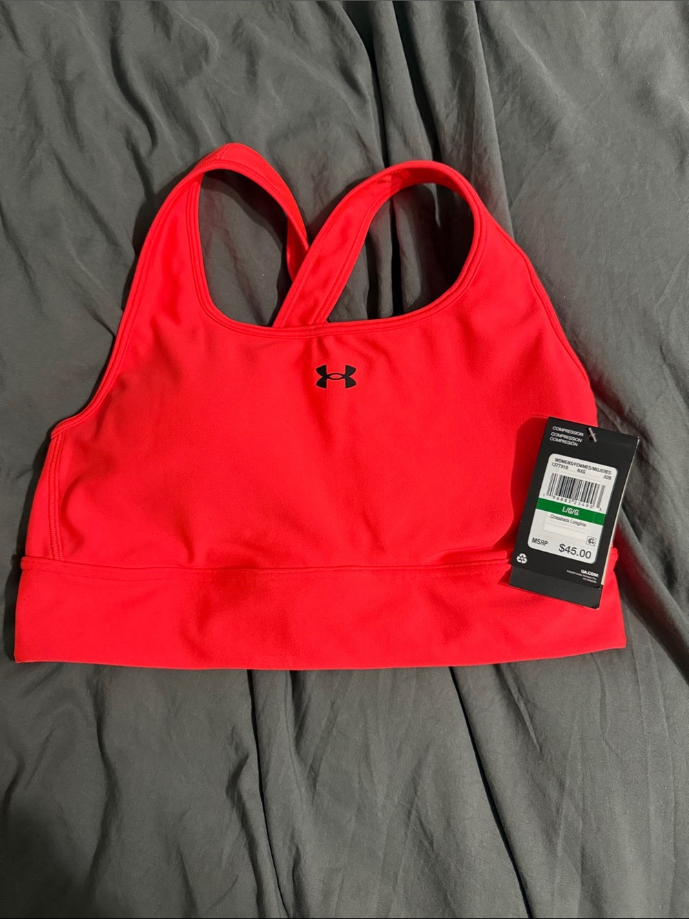 Under Armour Neon Coral Crossback Sports Bra